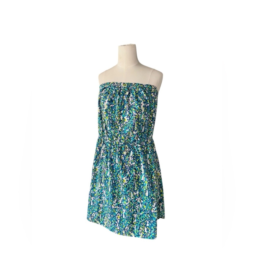 Lilly Pulitzer Windsor Sea Blue Stretch Strapless Dress Giraffe Print - L - Picture 3 of 6